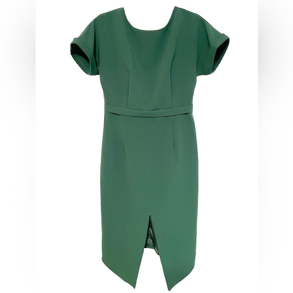 Green V-Back, Front-Slit Dress